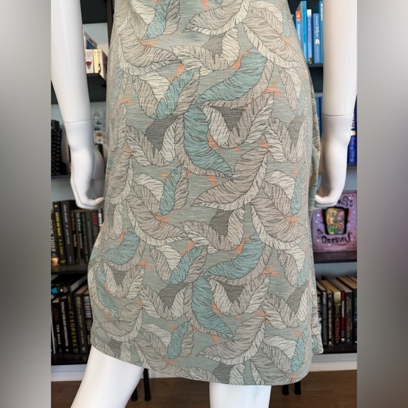 Nine West Leaf Pattern Midi Dress - Green and Beige - Picture 9 of 9